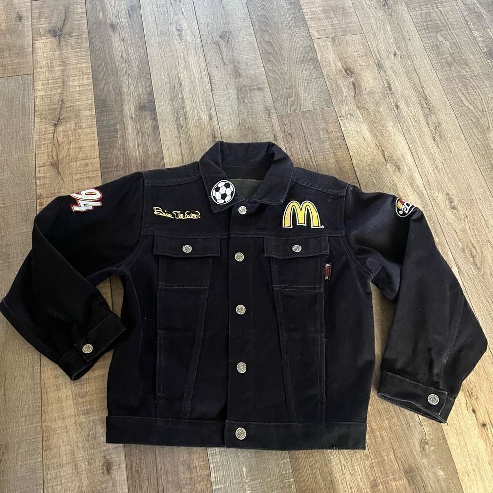JH design boys demin black jacket size 12